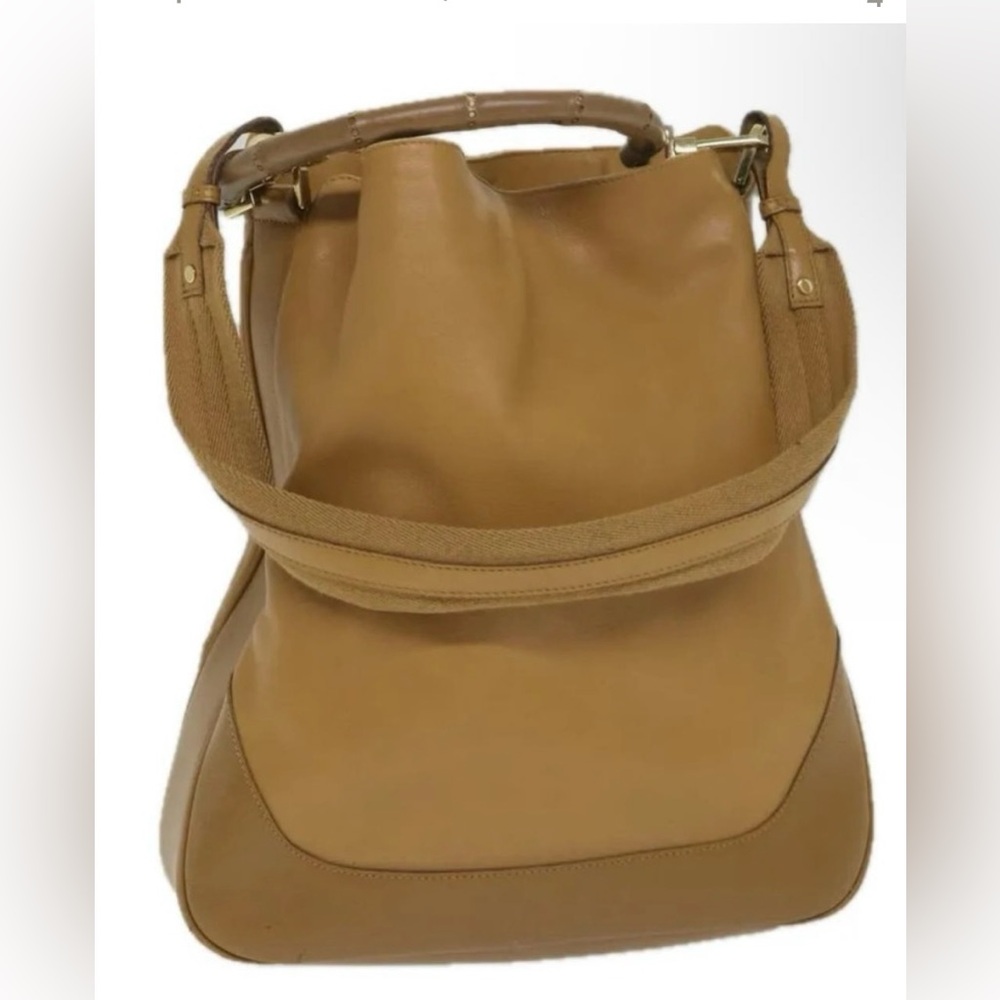 Gucci Vintage Leather Bamboo 2-Way Shoulder Bag